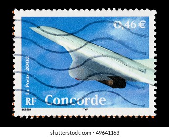 FRANCE - CIRCA 2002: Mail Stamp Printed In France Featuring The Concorde Supersonic Jet Aircraft, Circa 2002