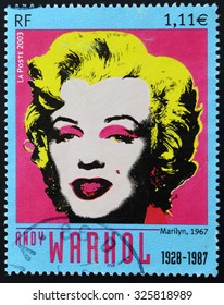 FRANCE - CIRCA 2003: A Stamp Printed In France Shows Marilyn Monroe By Andy Warhol, Circa 2003 