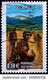 FRANCE - CIRCA 2004: A Stamp Printed In France Shows Battle Of Dien Bien Phu, 50th Anniversary, Circa 2004