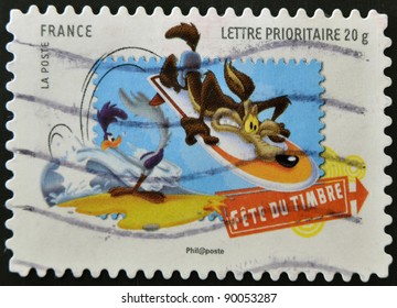 FRANCE - CIRCA 2009: A Stamp Printed In France Shows Wile E. Coyote And The Road Runner, Looney Tunes, Circa 2009