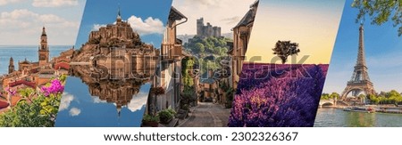 France country, famous landmarks collage