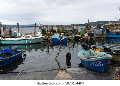 Sète, France - December 13 2012: Typical Fishing District Of Sète (Pointe Courte). Agnès Varda Made Her Movie Here With The Help Of The Inhabitants. 