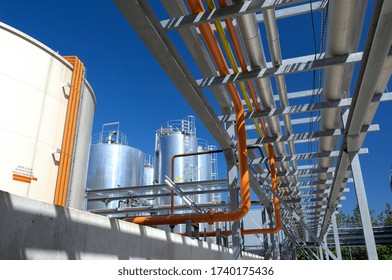 France, Le Mériot, July 2008.
Saipol Biofuel Plant. Rapeseed Oil Milling And Extraction Factory. Refinery And Storage Tanks Of Biofuel 