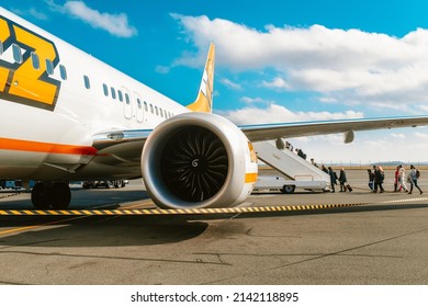 France. Paris. 03.10.2022. Buzz Plane At The Airport. Airplane Getting Ready To Take Off People Are Landing