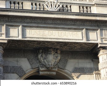 France, Paris - April 2011: The Stone Sign On The Louvre Museum Entrance