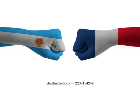 France VS Argentina hand flag Man hands patterned football world cup - Shutterstock ID 2237154249