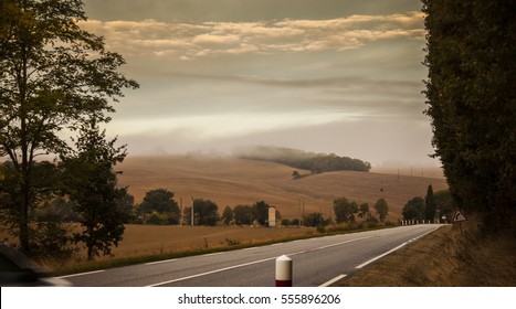 France,Gascony,country With Fog.