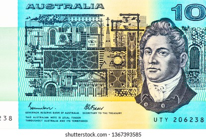 Francis Greenway Portrait From Australia 10 Dollar 1968 Banknotes. 