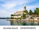 Franciscan monastery and church on the island of Lopud, Croatia - one of the Elaphiti islands, a popular tourist destination for day trips from Dubrovnik