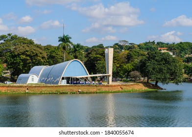 São Francisco de Assis da Pampulha Church, on the banks of Pampulha Lagoon, in Belo Horizonte, Minas Gerais, Brazil on June 27, 2008. The architectural design of the church is by Oscar Niemeyer.