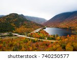 Franconia Notch in autumn. View from Artist