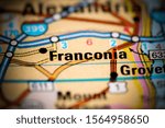 Franconia. Virginia. USA on a map