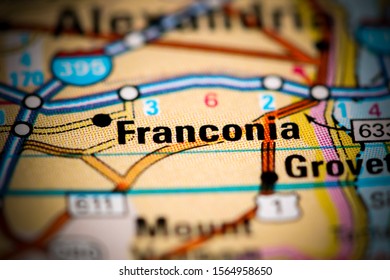 Franconia. Virginia. USA On A Map