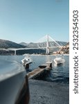 Franjo Tudman bridge in Dubrovnik, Croatia, landscape shot