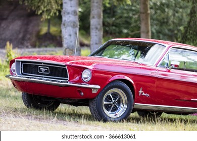 Franken, Germany, 21 June 2015: Front Detail Of A Ford Mustang Vintage Car