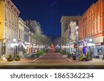 Frankfort, Kentucky, USA downtown streets at night.