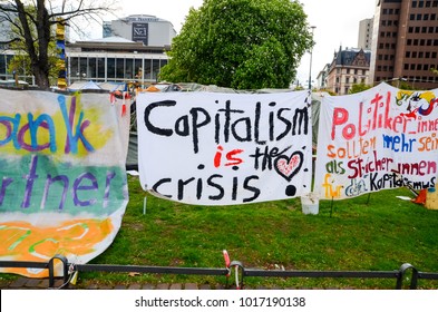 FRANKFURT - April 2012. The Protest Camp Of The Occupy Frankfurt Movement At The European Central Bank In Frankfurt Against Capitalism.