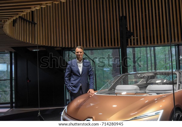 Frankfurt, Germany. 12th Sep, 2017. Laurens van den\
Acker, car designer,  at the Renault press conference at the 65th\
IAA International Motor Show in Frankfurt/Main on Tuesday,\
September 12th, 2017
