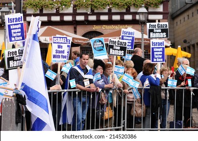 FRANKFURT, GERMANY - AUGUST 31, Israeli And Kurdish Peaceful Demonstration For Stopping Antisemitism And Against ISIS On August 31,2014