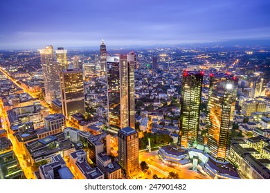 Frankfurt, Germany Downtown Financial District Skyline.