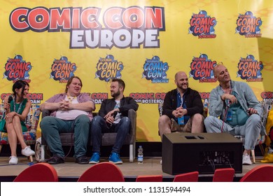 FRANKFURT, GERMANY - MAY 6th 2018: Ghadah Al-Akel, Manuel Straube, Tobias Müller And Ingo Albrecht At German Comic Con Frankfurt, A Two Day Fan Convention