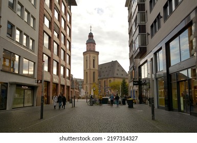 Frankfurt, Germany - November 23 2019: City Centre, Hauptwache Metro Station Area