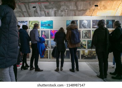 Frankfurt, Germany - Saturday, October 22, 2016 - People Viewing Annie Leibovitz Exhibition.