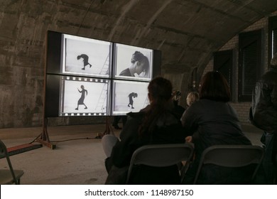 Frankfurt, Germany - Saturday, October 22, 2016 - People Viewing Annie Leibovitz Exhibition.