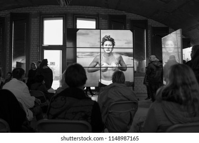 Frankfurt, Germany - Saturday, October 22, 2016 - People Viewing Annie Leibovitz Exhibition.