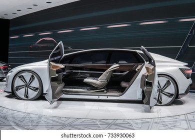 Frankfurt, Germany, September 13, 2017: Audi AICON Concept Car – Highly Automated For The Future At 67th International Motor Show (IAA)