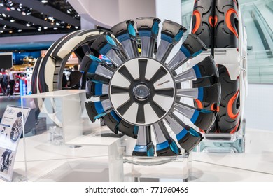 Frankfurt, Germany, September 13, 2017: Hankook Booth, Third Generation Of Concept Tyres And Future Study 