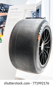 Frankfurt, Germany, September 13, 2017: Hankook Booth, Aluminum Rims With Tubeless Tire Hankook Ventus F200, Kontral Technology, Top-notch Performance At 67th International Motor Show IAA