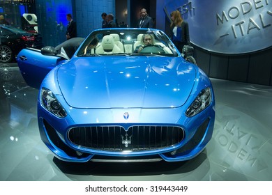 FRANKFURT, GERMANY - SEPTEMBER 16, 2015: Frankfurt International Motor Show (IAA) 2015. Maserati GranCabrio