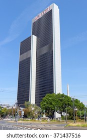 FRANKFURT AM MAIN, GERMANY - AUGUST 7, 2015: Marriott Hotel In The Trade Fair District. Marriott International Is An American Hospitality Company That Manages A Broad Portfolio Of Hotels.