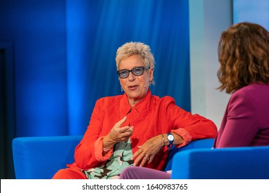 FRANKFURT AM MAIN, Germany - October 18 2019: Doris Dörrie (*1955, German Film Director, Writer And Film Producer) Talking On Stage At 71st Frankfurt Book Fair / Buchmesse Frankfurt