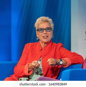 FRANKFURT AM MAIN, Germany - October 18 2019: Doris Dörrie (*1955, German Film Director, Writer And Film Producer) Talking On Stage At 71st Frankfurt Book Fair / Buchmesse Frankfurt