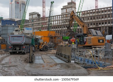 FRANKFURT AM MAIN, GERMANY SEPTEMBER 13, 2019: Demolition Of A Former Parking Garage In Frankfurt Germany