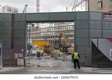 FRANKFURT AM MAIN, GERMANY SEPTEMBER 13, 2019: Demolition Of A Former Parking Garage In Frankfurt Germany