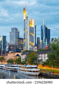 Frankfurt Am Main, Germany - September 19, 2021: Skyline Of Frankfurt. Financial Center Of The Country. Travel And Sights Of City Breaks. Landmarks, Travel Guide Europe. Banner Or Panoramic Postcard