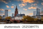 Frankfurt am Main. Image of Frankfurt am Main skyline during twilight blue hour.