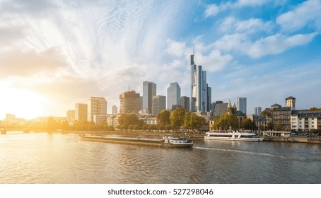 Frankfurt Am Main Skyline At Sunset