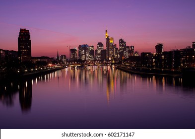 Frankfurt Am Main Skyline At Sunset 