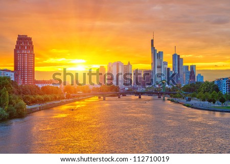Frankfurt am Mine at sunset, Germany