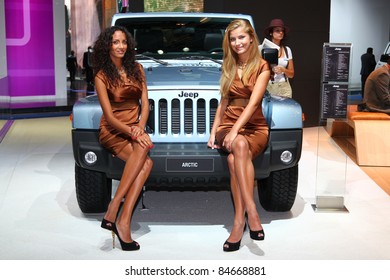 FRANKFURT - SEP 14: Jeep Arctic with 2 models shown at the 64th IAA (Internationale Automobil Ausstellung) on September 14, 2011 in Frankfurt, Germany.