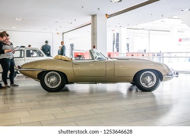 FRANKFURT - SEPT 2015: Jaguar E-Type cabrio 1963 presented at IAA International Motor Show on September 20, 2015 in Frankfurt, Germany