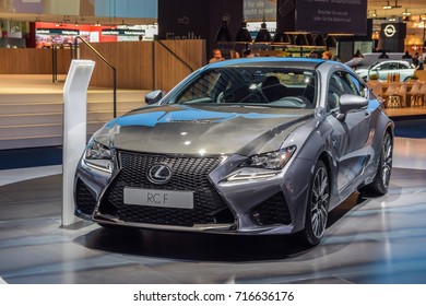 FRANKFURT - SEPTEMBER 12, 2017: Lexus RC F is on display at 67th IAA, Frankfurt. The 5.0-litre V8 develops 477 hp of power at 7100rpm and 530Nm of torque.