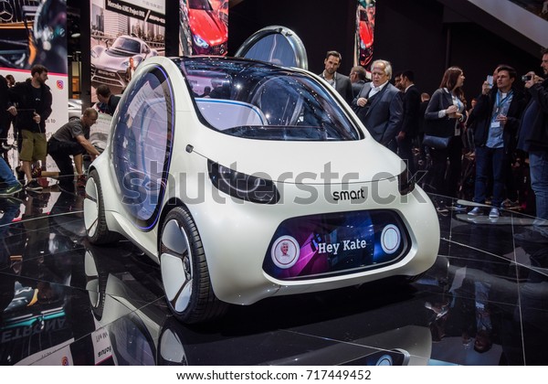FRANKFURT
- SEPTEMBER 12, 2017: Smart Vision EQ Fortwo is on display at 67th
IAA, Frankfurt. The smart vision EQ fortwo is an all-electric city
car with further advanced lithium-ion
battery.