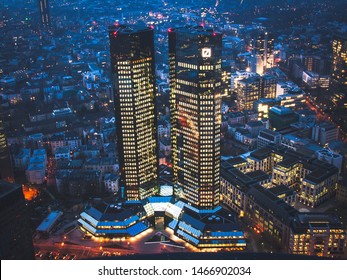 Frankfurt skyline with Deutsche Bank Tower from Maintower on 2011.03.14