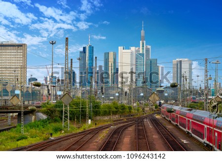 Frankfurt skyline from railway station in Germany