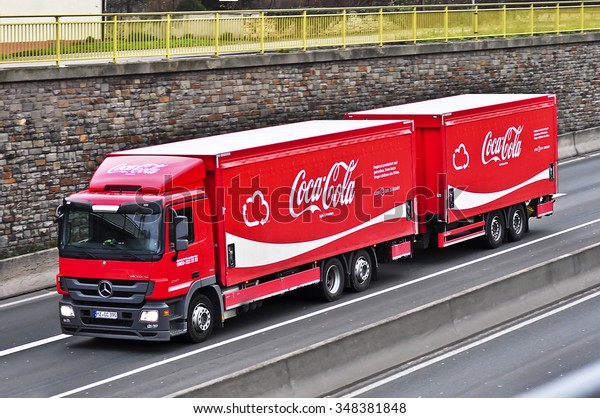 FRANKFURT,GERMANY - DEC 03: truck of
Coca Cola  on the highway on December 03,2015 in Frankfurt,
Germany.
